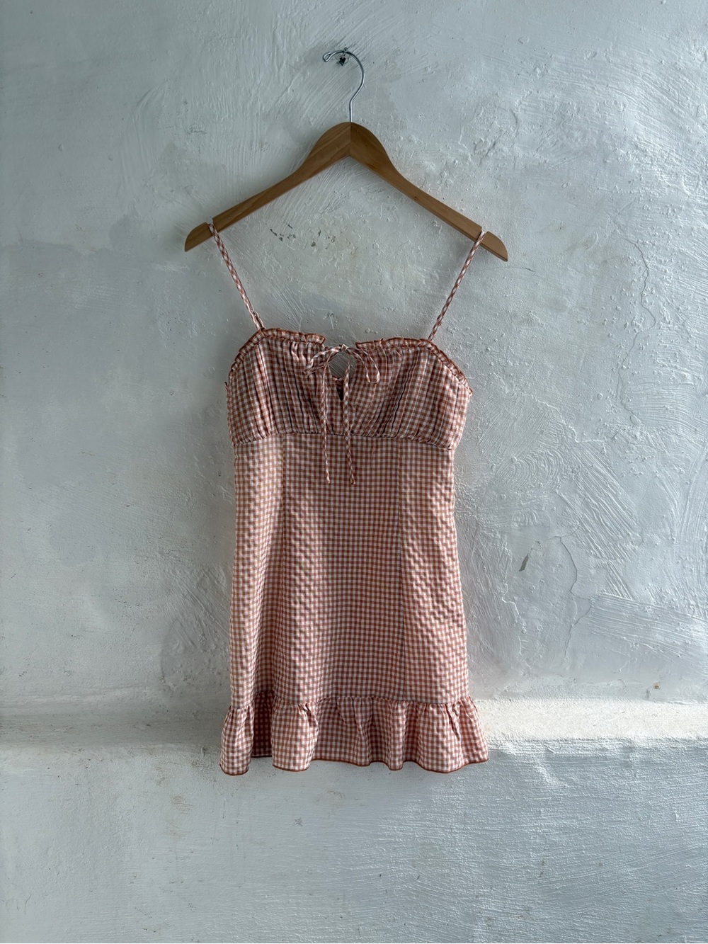La Hearts Pink Gingham Ruffle Mini Dress